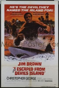r794 I ESCAPED FROM DEVIL'S ISLAND one-sheet movie poster '73 Jim Brown