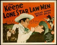 t176 LONE STAR LAW MEN half-sheet movie poster '41 Tom Keene punching!