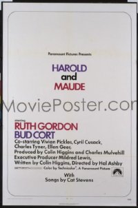 P812 HAROLD & MAUDE one-sheet movie poster '71 Ruth Gordon, Bud Cort
