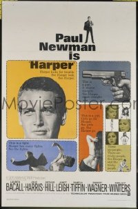 r734 HARPER one-sheet movie poster '66 Paul Newman, Lauren Bacall