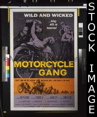#413 MOTORCYCLE GANG 1sh '57 biker classic! 