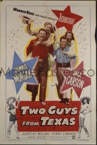 t338 TWO GUYS FROM TEXAS linen one-sheet movie poster '48 Dennis Morgan