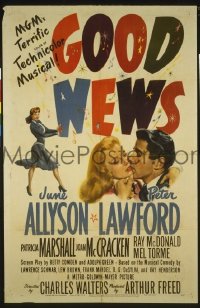P763 GOOD NEWS one-sheet movie poster '47 June Allyson, Peter Lawford