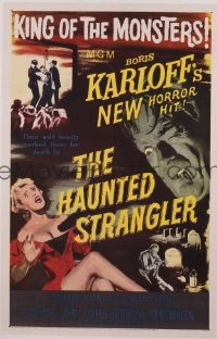 r736 HAUNTED STRANGLER one-sheet movie poster '58 Boris Karloff