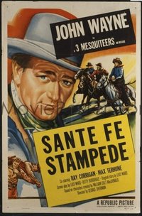 JW 147 JOHN WAYNE 1sh 1953 John Wayne, 3 Mesquiteers, Santa Fe Stampede!