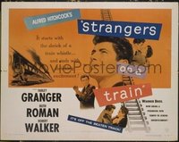 3419 STRANGERS ON A TRAIN half-sheet movie poster '51 Hitchcock, Granger