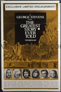JW 306 GREATEST STORY EVER TOLD limited engagement one-sheet movie poster '65