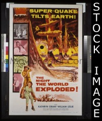 f620 NIGHT THE WORLD EXPLODED one-sheet movie poster '57 Kathryn Grant
