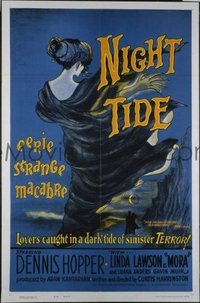 VHP7 471 NIGHT TIDE style B one-sheet movie poster '63 classic horror image!