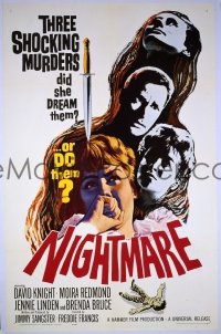 f623 NIGHTMARE one-sheet movie poster '64 Hammer, David Knight
