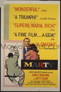 Q134 MARTY one-sheet movie poster '55 Delbert Mann, Ernest Borgnine