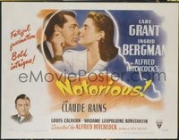 #215 NOTORIOUS style A half-sheet movie poster '46 Cary Grant, Bergman!