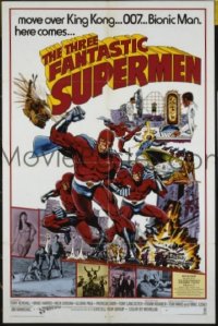 s340 THREE FANTASTIC SUPERMEN one-sheet movie poster '76 kung fu!
