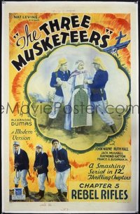 JW 043 THREE MUSKETEERS chapter 5 linen one-sheet movie poster '33 serial