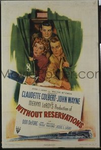 JW 230 WITHOUT RESERVATIONS one-sheet movie poster '46 John Wayne, Colbert