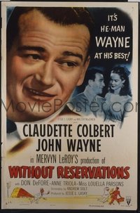 JW 231 WITHOUT RESERVATIONS one-sheet movie poster R53 giant John Wayne image!