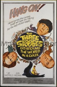 s344 THREE STOOGES GO AROUND THE WORLD IN A DAZE one-sheet movie poster '63
