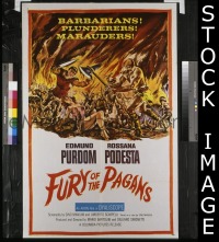 #7642 FURY OF THE PAGANS 1sh '62 barbarians!
