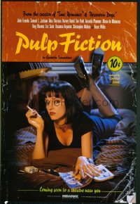 PULP FICTION recalled advance 1sh '94 Quentin Tarantino, Uma Thurman smoking Lucky Strikes!