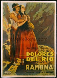 RAMONA '28 French 1p Dolores Del Rio & Native American Indian Warner Baxter!