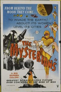 MYSTERIANS RKO 1sh '59 Ishiro Honda, they're abducting Earth's women & leveling its cities!