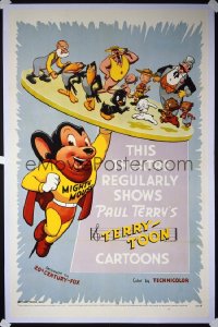 THIS THEATER REGULARLY SHOWS PAUL TERRY'S TERRY-TOON CARTOONS ('55) 1sh '55 Mighty Mouse & more!