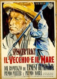 3019 OLD MAN & THE SEA Italian one-panel movie poster '58 Tracy, Hemingway