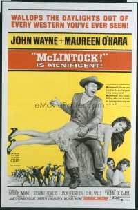 JW 302 MCLINTOCK one-sheet movie poster '63 John Wayne spanks Maureen O'Hara
