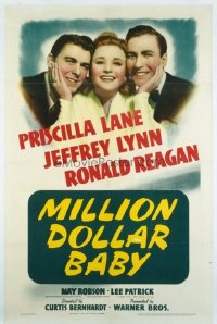 1042 MILLION DOLLAR BABY linenbacked one-sheet movie poster '41 Ronald Reagan