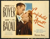 3502 CONFIDENTIAL AGENT 8 lobby cards '45 Lauren Bacall, Boyer