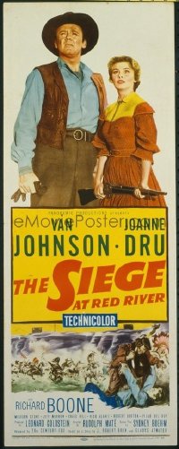 t108 SIEGE AT RED RIVER insert movie poster '54 Van Johnson, Dru