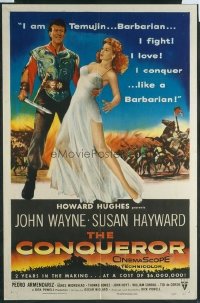 JW 266 CONQUEROR one-sheet movie poster '56 John Wayne & Susan Hayward!