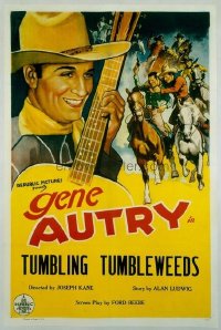 095 GENE AUTRY stock 1sh '36 art of smiling Gene Autry playing guitar, Gold Mine in the Sky