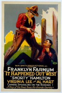 t234 IT HAPPENED OUT WEST linen one-sheet movie poster '23 Franklyn Farnum