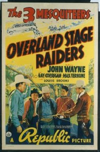 JW 144 OVERLAND STAGE RAIDERS one-sheet movie poster '38 John Wayne