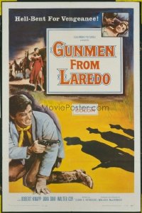 t475 GUNMEN FROM LAREDO linen one-sheet movie poster '59 Robert Knapp