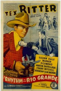 t134 RHYTHM OF THE RIO GRANDE linen one-sheet movie poster '40 Tex Ritter