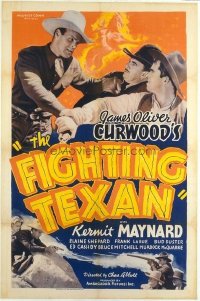 t207 FIGHTING TEXAN linen one-sheet movie poster '37 Kermit Maynard