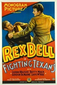 t200 FIGHTING TEXANS linen one-sheet movie poster '33 brawling Rex Bell!