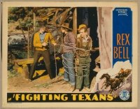 t212 FIGHTING TEXANS movie lobby card '33 Rex Bell ties up bad guys!