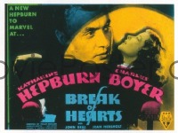VHP7 217 BREAK OF HEARTS glass lantern coming attraction slide '35 Katharine Hepburn