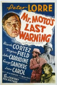 #221 MR MOTO'S LAST WARNING linen one-sheet movie poster '39 Peter Lorre!