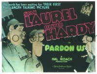VHP7 171 PARDON US glass lantern coming attraction slide '31 Laurel & Hardy classic!