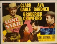 t178 LONE STAR style B half-sheet movie poster '51 Clark Gable, Gardner