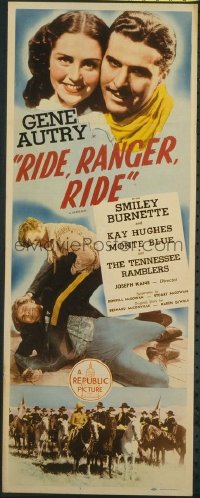 t413 RIDE RANGER RIDE insert movie poster R44 Gene Autry, Kay Hughes