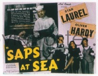 VHP7 178 SAPS AT SEA glass lantern coming attraction slide '40 Laurel & Hardy, Roach!