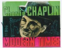 VHP7 155 MODERN TIMES glass lantern coming attraction slide '36 Charlie Chaplin classic