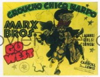 VHP7 167 GO WEST glass lantern coming attraction slide '40 Groucho, Chico, & Harpo!