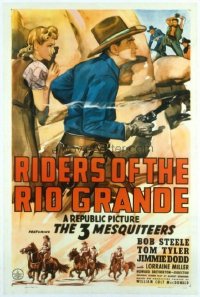 t139 RIDERS OF THE RIO GRANDE linen one-sheet movie poster '43 Mesquiteers!