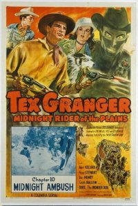 t027 TEX GRANGER linen Chap 10 one-sheet movie poster '47 western serial!